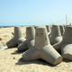 Concrete barriers to defend against sea level rise are shown on the beach outside of Alexandria.